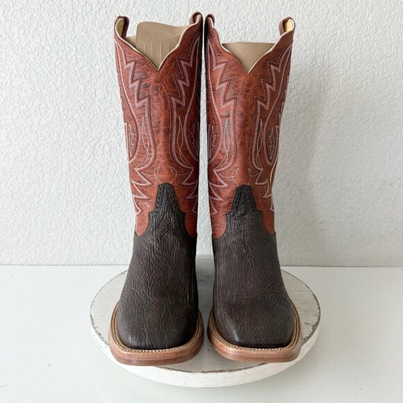 NEW Rod Patrick Mens Cowboy Boots 12.5C Brown Shark Leather Western Square Toe - Picture 6 of 12
